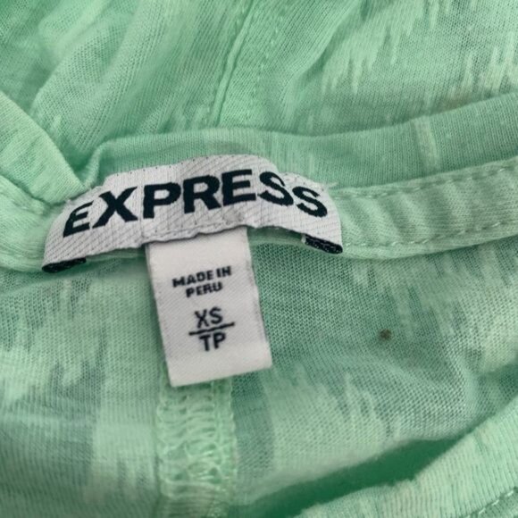 Express Womens Mint Green Chevron Pattern Top Size XS Cotton/Polyester - Picture 5 of 6